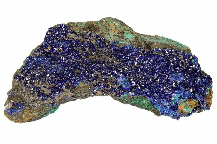 Sparkling Azurite Crystals with Malachite - Laos #179672